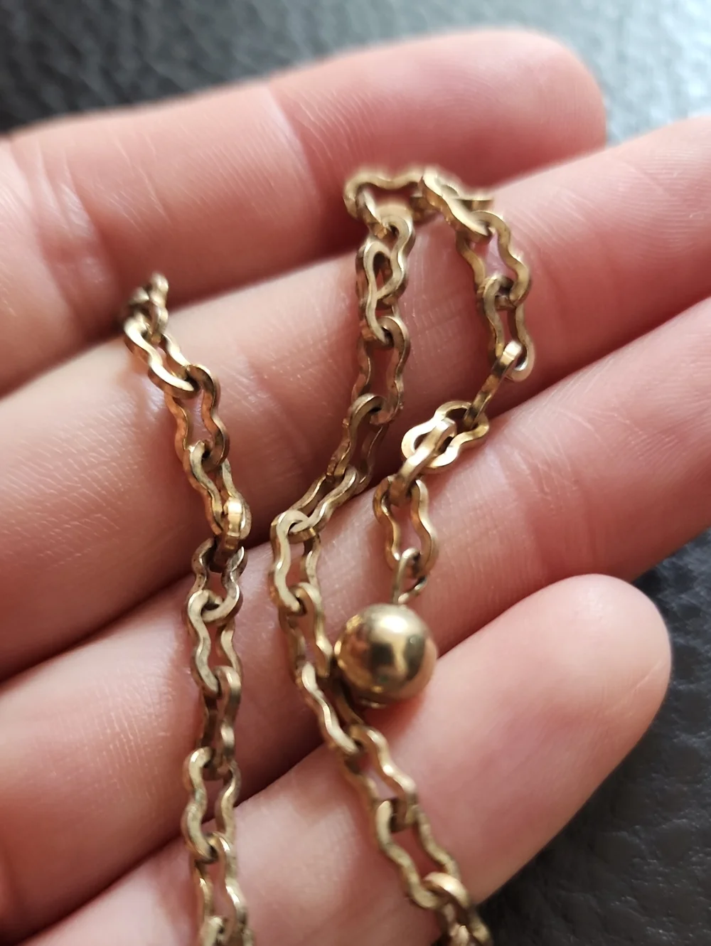 VTG Pearl Grape Cluster Necklace with Green Enamel Leaves